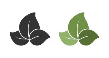 três folhas logotipo da empresa web ícone clipart. design gráfico de vetor minimalista simples e moderno. símbolo de sinal ou crachá para a natureza, produtos ecológicos orgânicos, impressão de adesivo vegetariano etc.