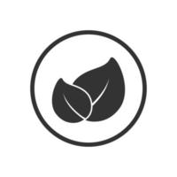 duas folhas em um círculo logotipo da empresa web ícone clipart. design gráfico de vetor minimalista simples e moderno. sinal, símbolo ou crachá para produtos ecologicamente corretos verdes orgânicos veganos da natureza, impressão de adesivos etc.