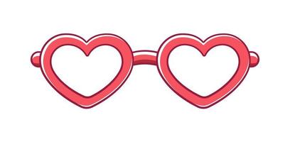 clipart de moldura de óculos em forma de coração vermelho. festa funky óculos eyewear ilustração vetorial dos desenhos animados. vetor