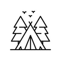 ícone de contorno de vetor de tenda com ilustração de estilo de fundo. arquivo eps 10 de símbolo de acampamento e ao ar livre