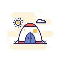 ícone de contorno preenchido vetor de barraca de acampamento com ilustração de estilo de fundo. arquivo eps 10 de símbolo de acampamento e ao ar livre