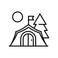 ícone de contorno de vetor de acampamento com ilustração de estilo de fundo. arquivo eps 10 de símbolo de acampamento e ao ar livre