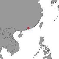 Hong Kong no mapa do mundo. ilustração vetorial. vetor