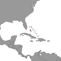 Bahamas no mapa do mundo. ilustração vetorial. vetor