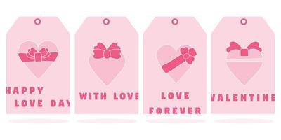 conjunto de tags de dia dos namorados. etiquetas de presente para impressão do dia dos namorados. vetor