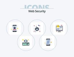 web security flat icon pack 5 design de ícone. criptografia de dados. segurança. procurar. cadeado. segurança para celulares vetor