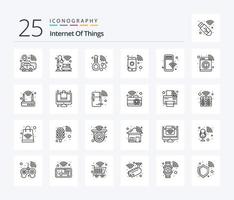 internet das coisas pacote de ícones de 25 linhas, incluindo loja. Móvel. temperatura. Wi-fi. telefone vetor