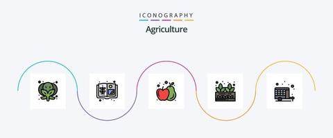 linha de agricultura cheia de pacote de 5 ícones planos, incluindo . carro. maçã. acampamento. plantar vetor