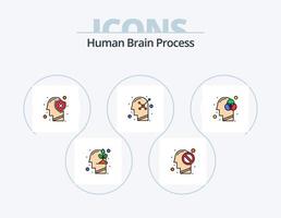 linha de processo do cérebro humano cheia de ícones do pacote 5 design de ícones. psicologia. otimista. mente. mente. cabeça vetor