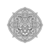 ilustração de mandala de cabeça de lobo vetor