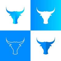 conjunto de variações de logotipo de ícone colorido de touro ilustração vetorial vetor
