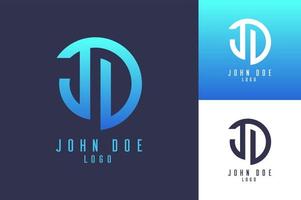 modelo de vetor de logotipo corporativo colorido alfabeto jd