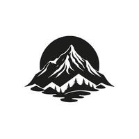 vetor de design de logotipo preto e branco de montanha, aventura de paisagem natural