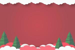 árvore de natal verde em fundo abstrato de arte de papel rosa com design de céu e linha para feliz natal, cartão de pôster, banners, cartão de presente, conceito de natal. ilustração vetorial. estilo de corte de papel. vetor