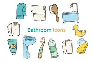 conjunto de ícones de banheiro doodle ou ilustração em fundo branco vetor
