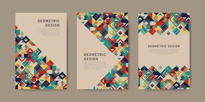 coleção de capas de mosaico de design plano de forma geométrica colorida vetor