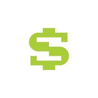 vetor de símbolo de dinheiro do dólar verde digital da letra s