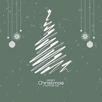 feliz natal festival cartão verde suave com design de árvore de natal vetor