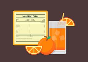 Ilustração de uma etiqueta de informações nutricionais com uma fruta laranja vetor