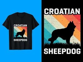 design de camiseta de cão pastor croata vetor