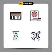 4 ícones criativos, sinais e símbolos modernos de planejamento de arco, hora de codificação histórica, elementos de design de vetores editáveis