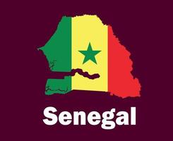 bandeira do mapa do senegal com design de símbolo de nomes vetor final de futebol de áfrica ilustração de times de futebol de países africanos