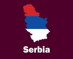 bandeira do mapa da sérvia com design de símbolo de nomes europa vetor final de futebol países europeus ilustração de times de futebol