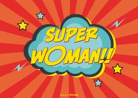 Ilustração da rotulação Super Woman com estilo quadrado vetor