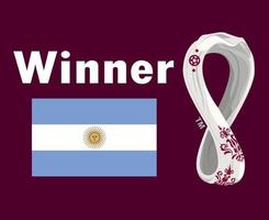 vencedor do emblema da bandeira argentina com logotipo final da copa do mundo 2022 design de símbolo de futebol américa latina vetor ilustração de times de futebol de países latino-americanos