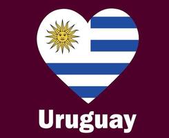 coração de bandeira do uruguai com design de símbolo de nomes vetor final de futebol da américa latina ilustração de times de futebol de países da américa latina