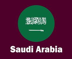 bandeira da arábia saudita com design de símbolo de nomes vetor final de futebol da ásia países asiáticos ilustração de times de futebol