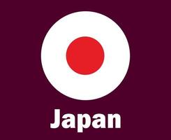 bandeira do japão com design de símbolo de nomes ilustração de equipes de futebol de países asiáticos vetor final de futebol