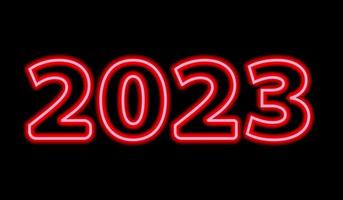 tipografia de letras estilo neon 2023 para modelo de design de fundo de véspera de ano novo vetor
