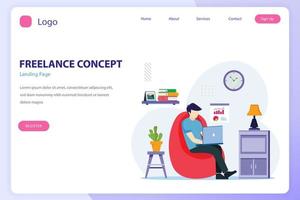 design plano de trabalho do conceito de casa, conceito freelance. modelo de vetor de estilo plano adequado para página inicial da web, plano de fundo.