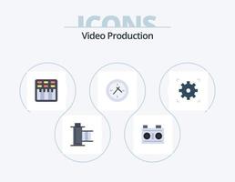 produção de vídeo flat icon pack 5 design de ícones. vídeo. relógio. fotografia. Tempo. som vetor