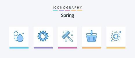 pacote de ícones de primavera azul 5, incluindo durante o dia. ensolarado. ferramenta. Sol. moldando. design de ícones criativos vetor