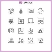 16 ícones criativos, sinais modernos e símbolos de rosquinhas, bagels, laboratório, propriedade imobiliária, elementos de design vetorial editáveis vetor