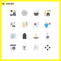 grupo de símbolos de ícone universal de 16 cores planas modernas de comida de fábrica de desmatamento doce mel pacote editável de elementos de design de vetores criativos