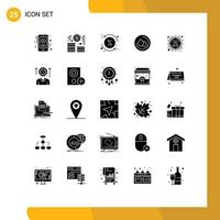 pacote de interface do usuário de 25 glifos sólidos básicos de empréstimo de alvo de tempo seo droop elementos de design de vetores editáveis