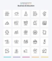 negócios criativos e educação 25 pacote de ícones de esboço, como webinar. fórum. acordo. empresa. organização vetor