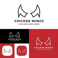 asas de frango logo.vector illustration.black e logotipo white.food. vetor