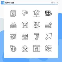 pacote de interface do usuário de 16 contornos básicos de elementos de design de vetores editáveis de alívio gráfico de ferramentas de design da web