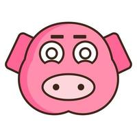 emoticon de cara plana de porco vetor