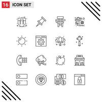 16 ícones criativos, sinais e símbolos modernos de codificação, dia da educação, férias, elementos de design vetorial editáveis vetor