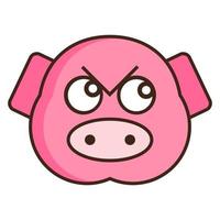 emoticon de cara plana de porco vetor