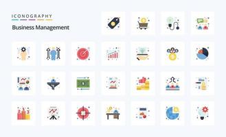 25 pacotes de ícones de cores planas de gerenciamento de negócios vetor