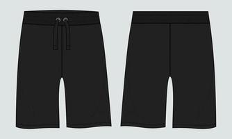 shorts de suor de meninos calça desenho técnico moda esboço plano ilustração vetorial vista frontal e traseira do modelo. vetor