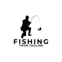 vetor de logotipo de homem de pesca isolado