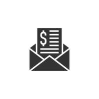 envelope com ícone de dinheiro em estilo simples. ilustração em vetor dinheiro e-mail em fundo branco isolado. conceito de negócio de mensagem de finanças.