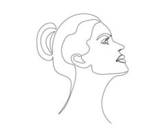 retrato abstrato de uma menina, mulher, mão desenhada, linha mono, arte de uma linha. logotipo do salão spa, salão de massagens, salão de beleza vetor